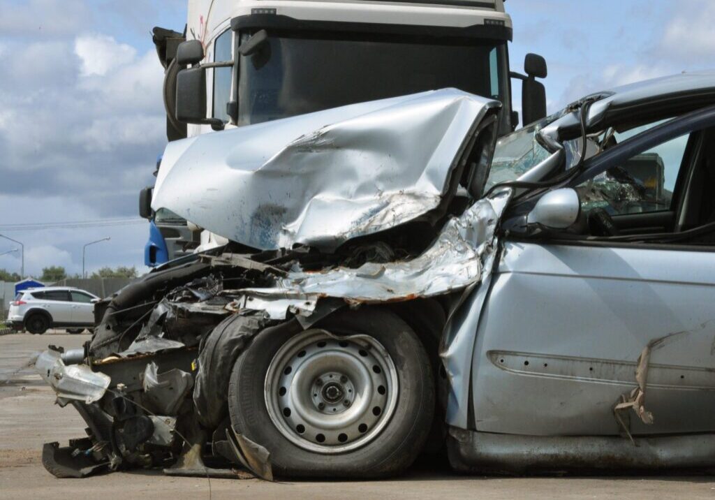 Car accident after an accident. Broken car. MCIS Lawyers